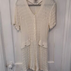 Vintage Romper Cream Textured Button-Down Stretch Fall 2025 Fashion